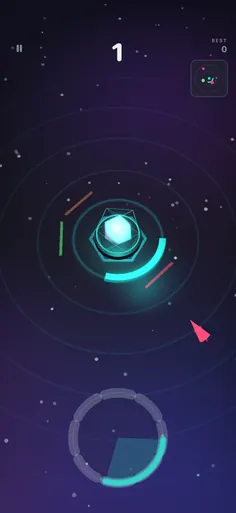Deflect: the shield turned against a dart, with the steering dial below and the radar in the corner.